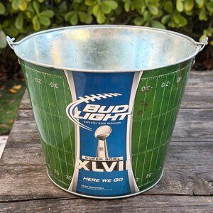 2012 Bud Light Superbowl XLVII Ravens vs 49ers Metal 5 Qt. Beer Ice Party Bucket